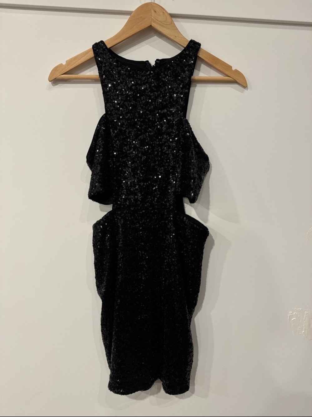 Express Black Sequin Cutout Dress